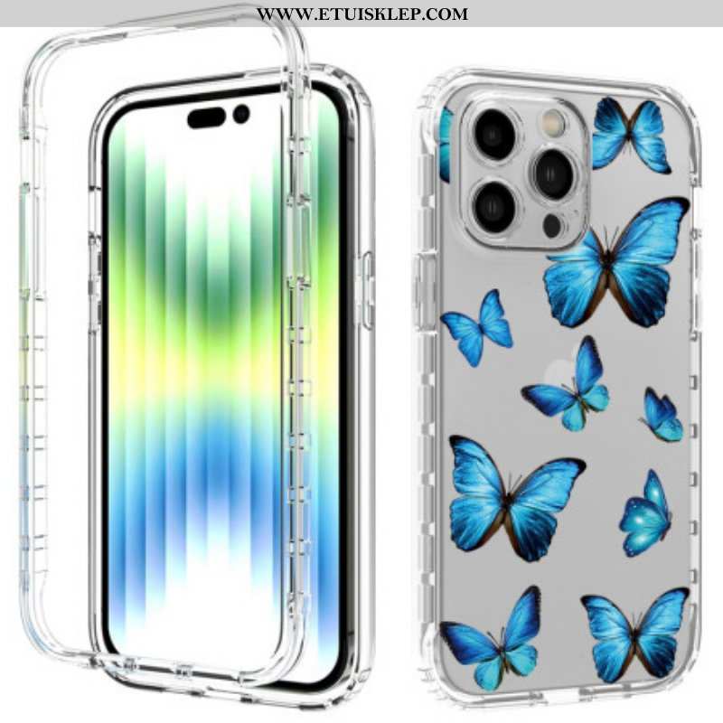 Futerały do iPhone 14 Pro Max Ulepszone Niebieskie Motyle